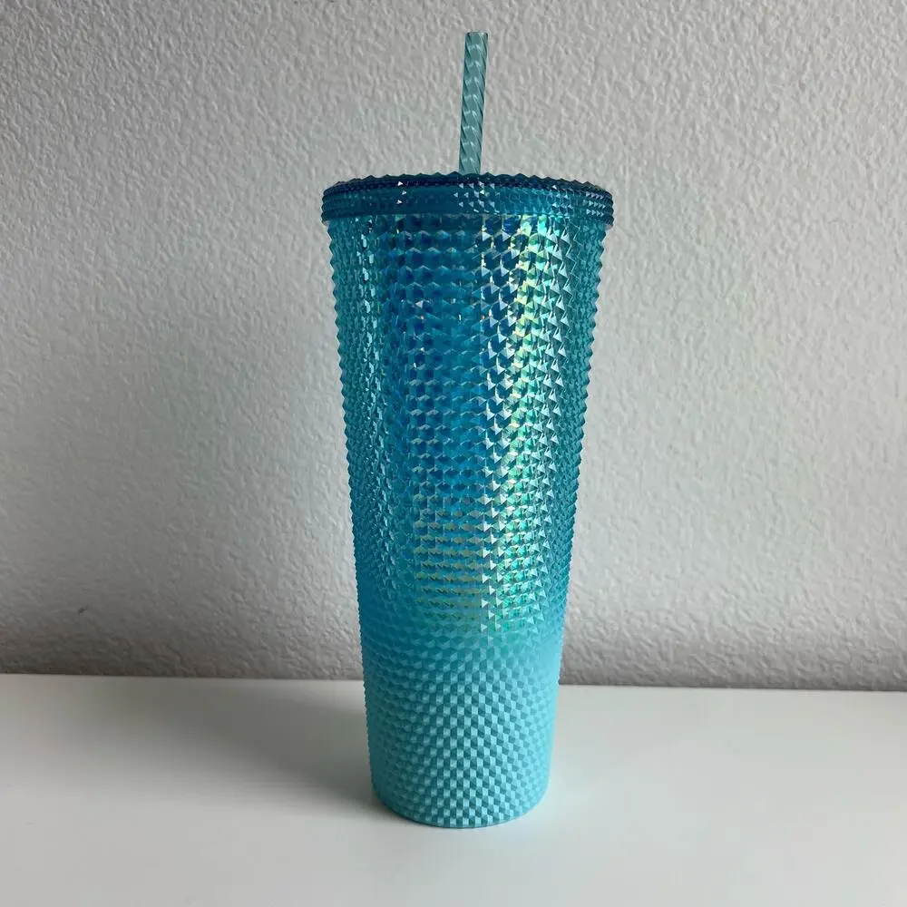 NWT Starbucks Glacier Blue Ombré Gradient Studded Tumbler 24oz